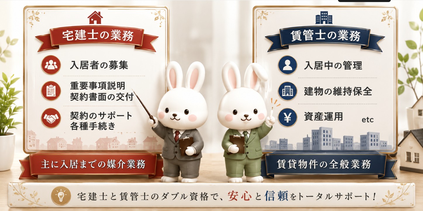 宅建士との違いは?賃貸不動産経営管理士の業務